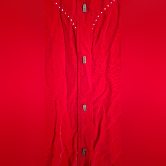 Longhorn by nivel western wear usa vintage red beaded top blouse shirt small - Picture 4 of 16